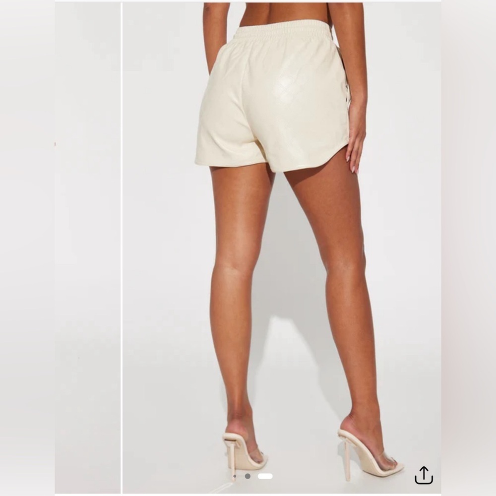 High-Rise Cream Athletic Drawstring Shorts for Women - Picture 2 of 14